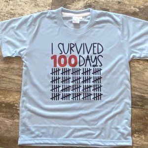Youth Small Light Blue 100th Day of School Sublimation Tee Shirt